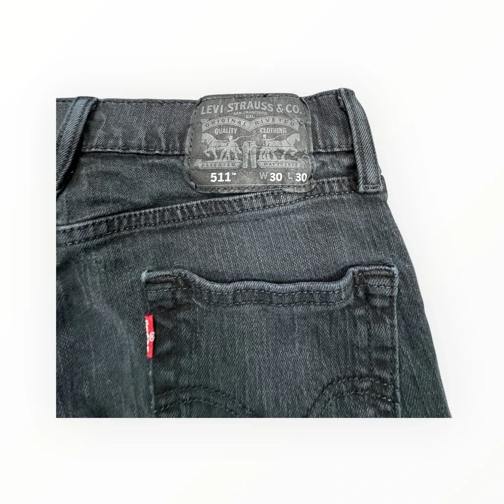 Levis 511 Slim Fit Jeans Mens 30x30 Faded Black Denim Pants‎ 04511-4406